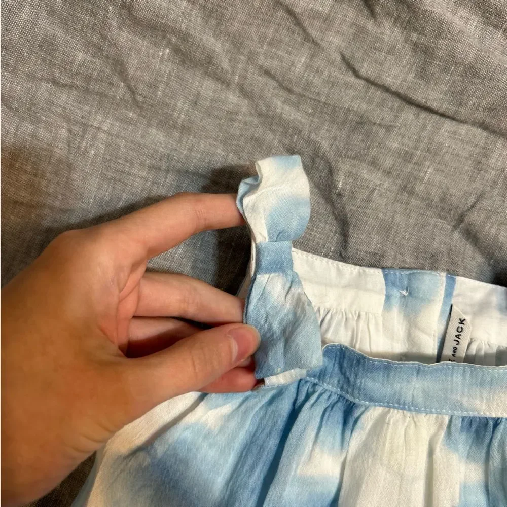 Janie and Jack Shibori Bow Strap Dress in Angel Falls Blue Size 0-3 Months